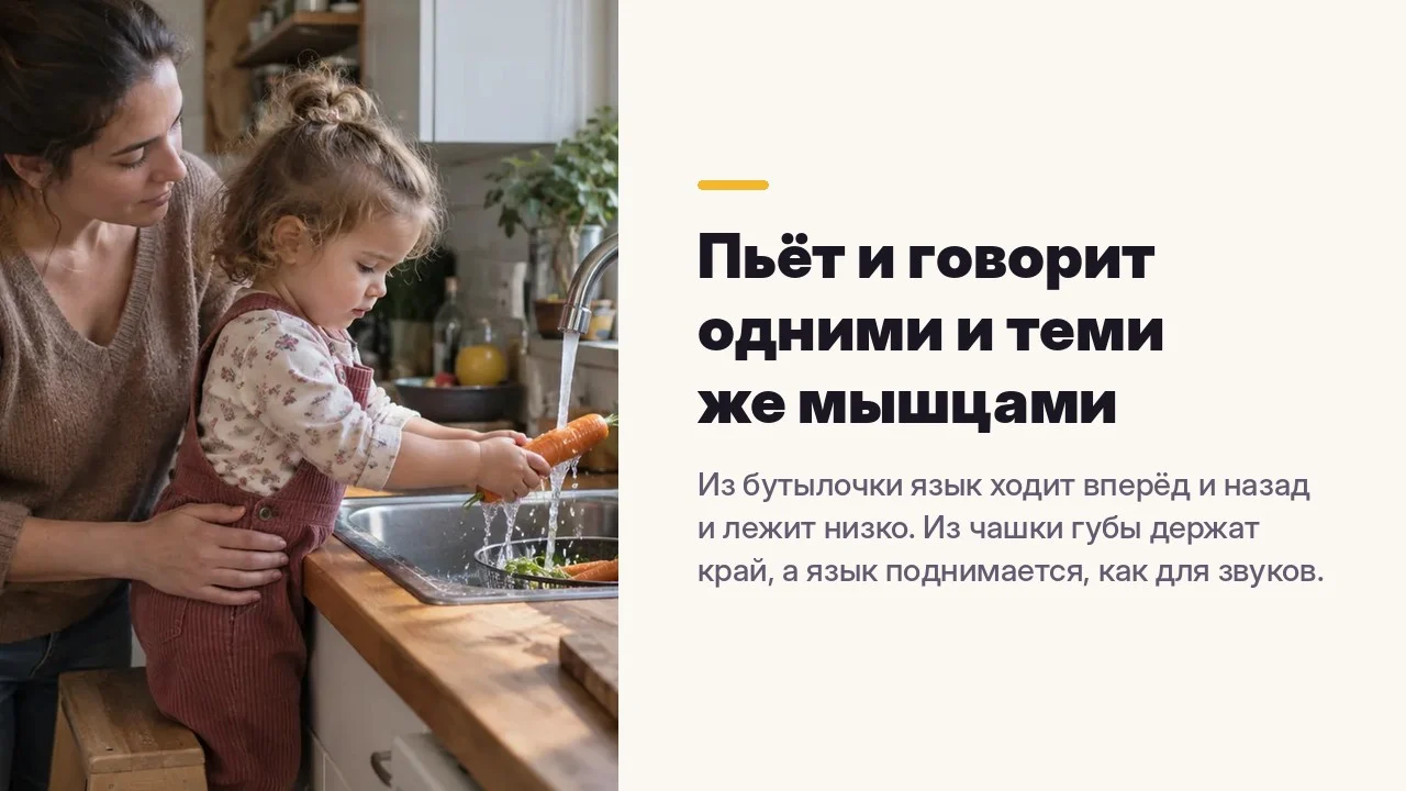 Пьёт и говорит одними и теми же мышцами
