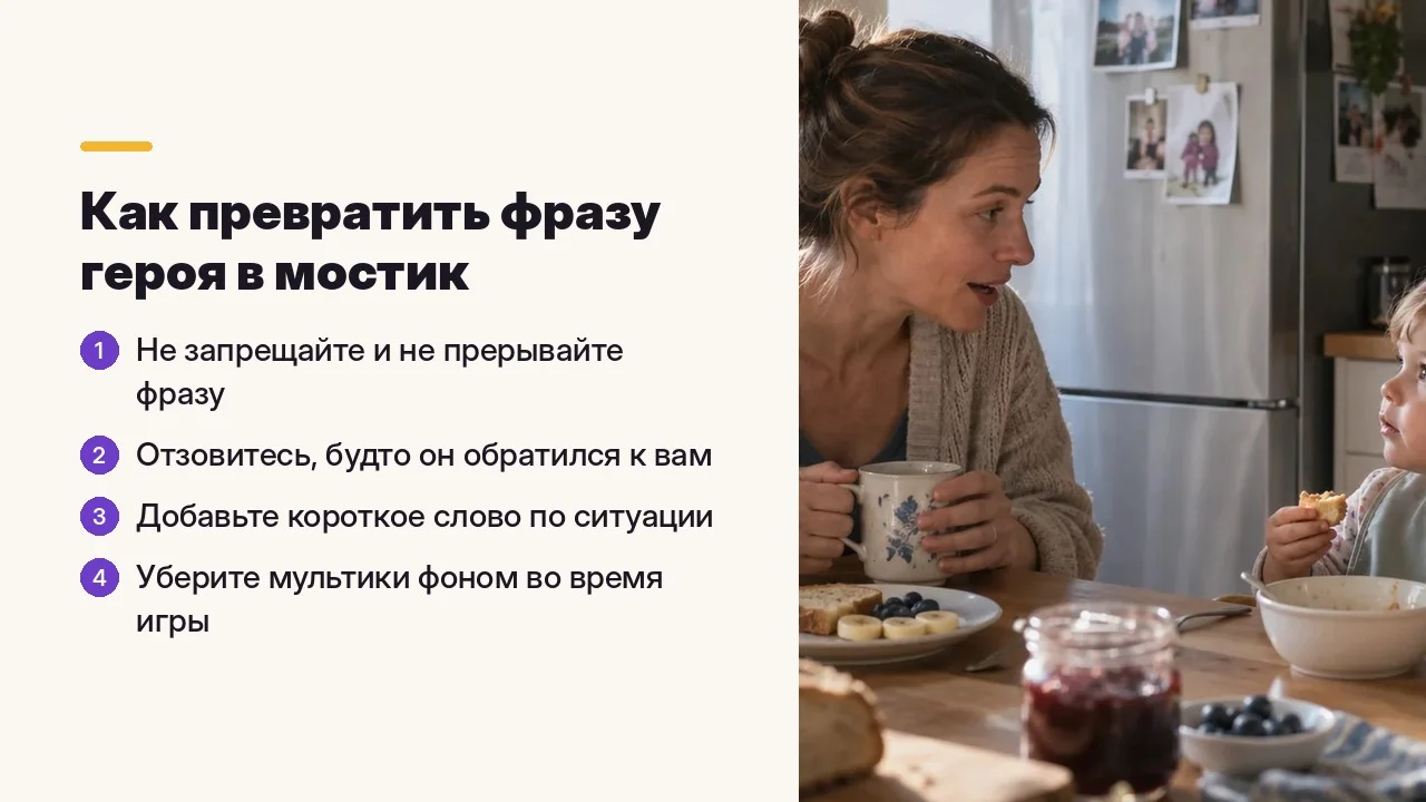 Как превратить фразу героя в мостик