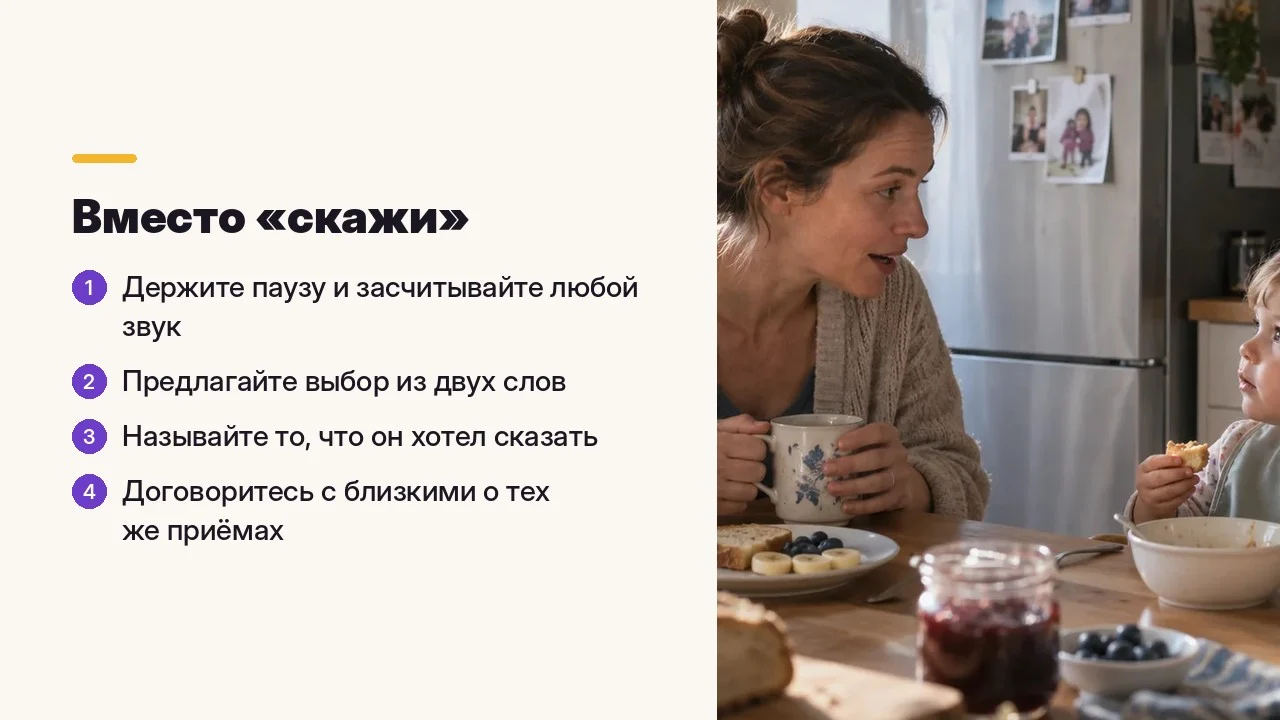 Вместо «скажи»