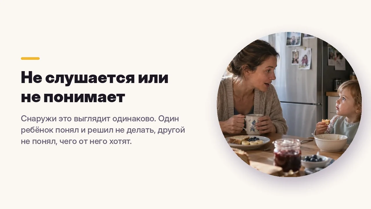 Не слушается или не понимает