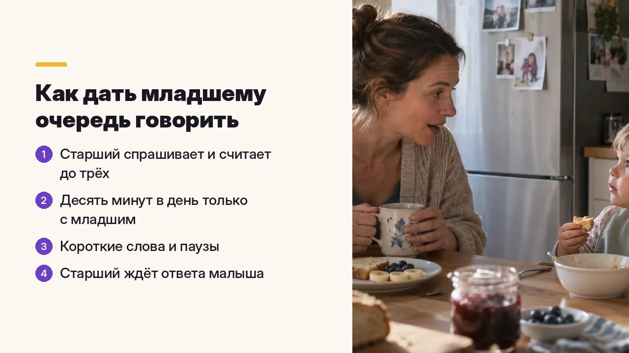 Как дать младшему очередь говорить
